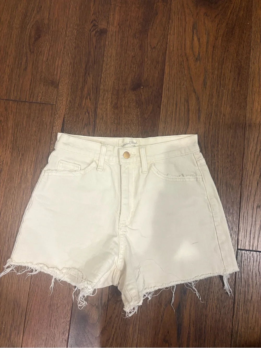 Universal Thread Cream Frayed Hem Denim Shorts